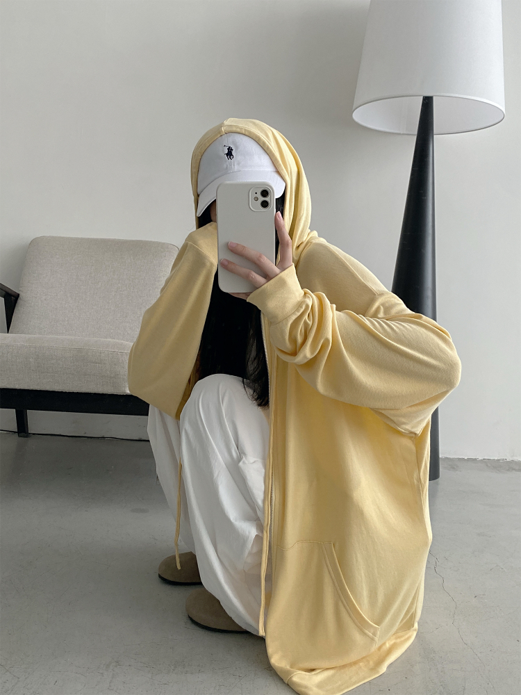 Versatile Slim Fit Loose Hooded Zip-Up Sweatshirt for Women - Cool Feeling Solid Color Sun Protection for Summer Versatile Slim Fit Loose Hooded Zip-Up Sweatshirt for Women - Cool Feeling Solid Color Sun Protection for Summer