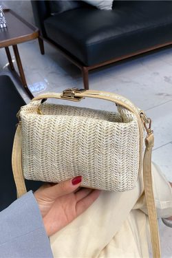 Versatile Straw Woven Small Square Bag for Women - Casual Handheld, Shoulder & Crossbody Style for Summer 2025