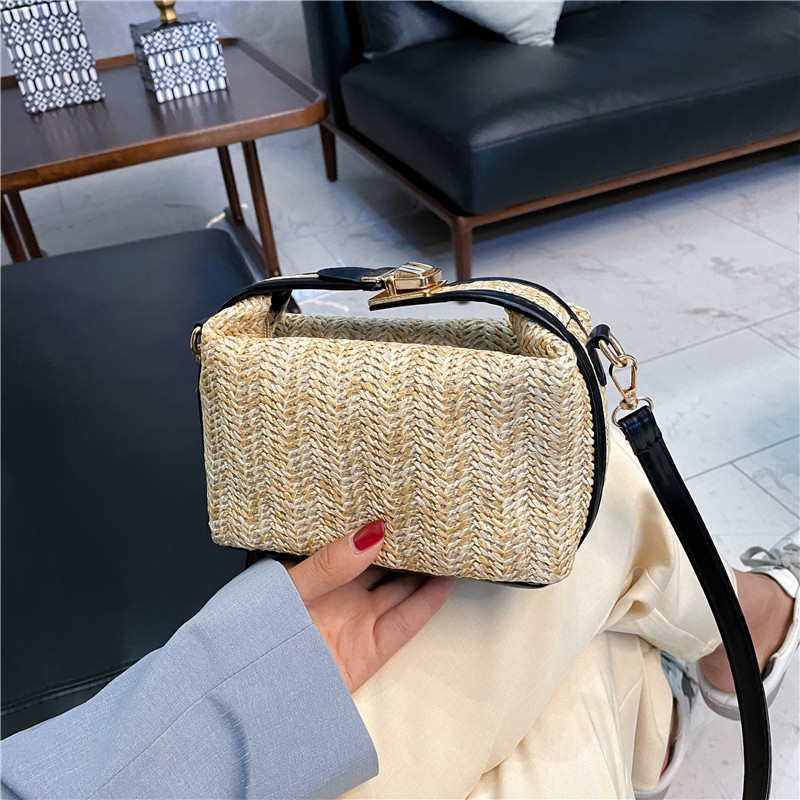 Versatile Straw Woven Small Square Bag for Women - Casual Handheld, Shoulder & Crossbody Style for Summer 2025 Versatile Straw Woven Small Square Bag for Women - Casual Handheld, Shoulder & Crossbody Style for Summer 2025