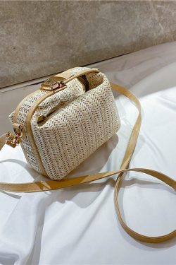 Versatile Straw Woven Small Square Bag for Women - Casual Handheld, Shoulder & Crossbody Style for Summer 2025