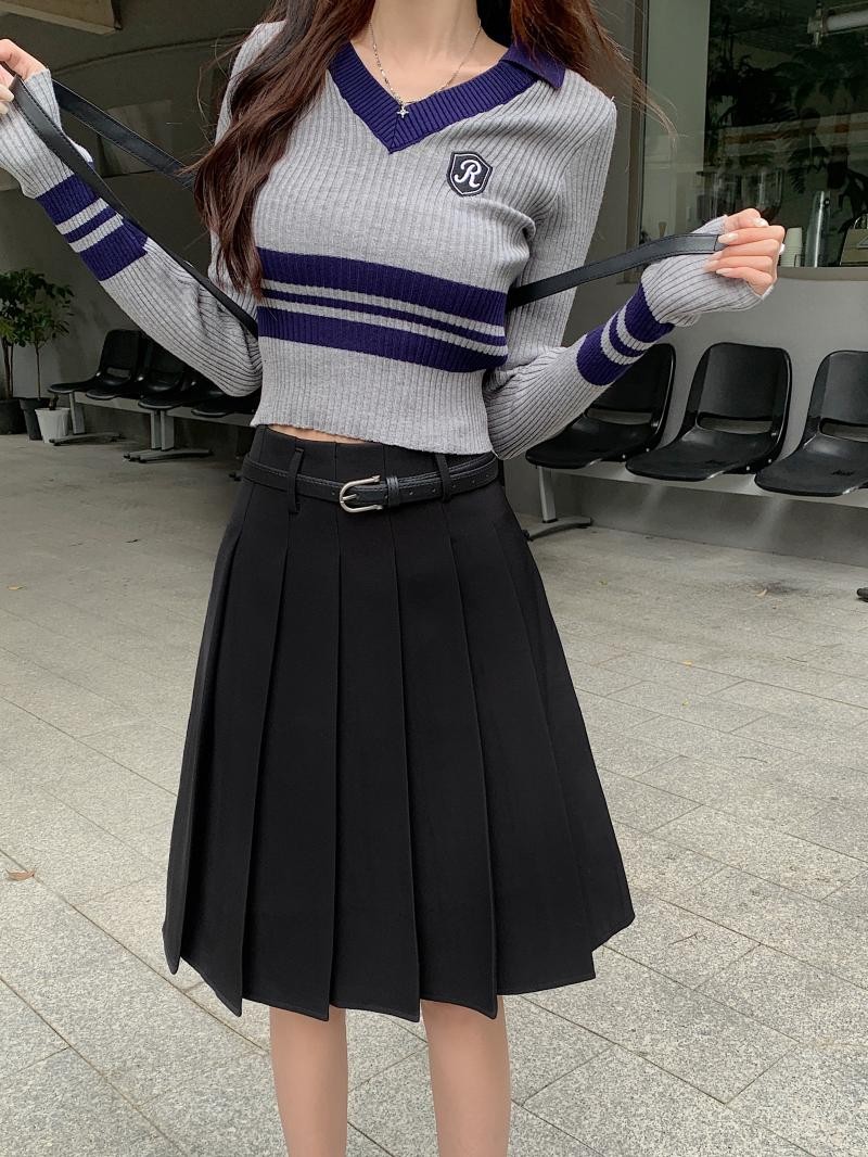 Versatile White High-Waisted Pleated A-Line Skirt for Women - Plus Size Mid-Length JK Style Over-the-Knee Half Skirt Versatile White High-Waisted Pleated A-Line Skirt for Women - Plus Size Mid-Length JK Style Over-the-Knee Half Skirt