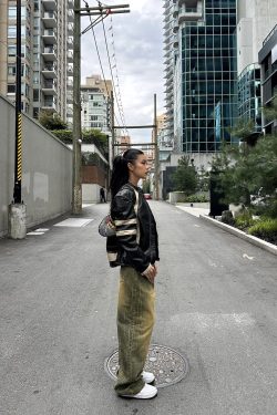 Vintage 90s Distressed Cotton-Padded Motorcycle Jacket - High-End Bikecore Style