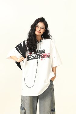 Vintage American Letter Print Heavyweight Unisex Short Sleeve T-Shirt - Versatile 90s Style Loose Fit Round Neck Tee