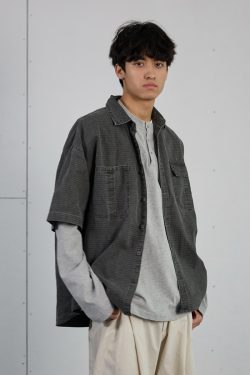 Vintage American Plaid Short-Sleeve Shirt for Men - Retro Workwear Style, Washed Summer Essential 2025