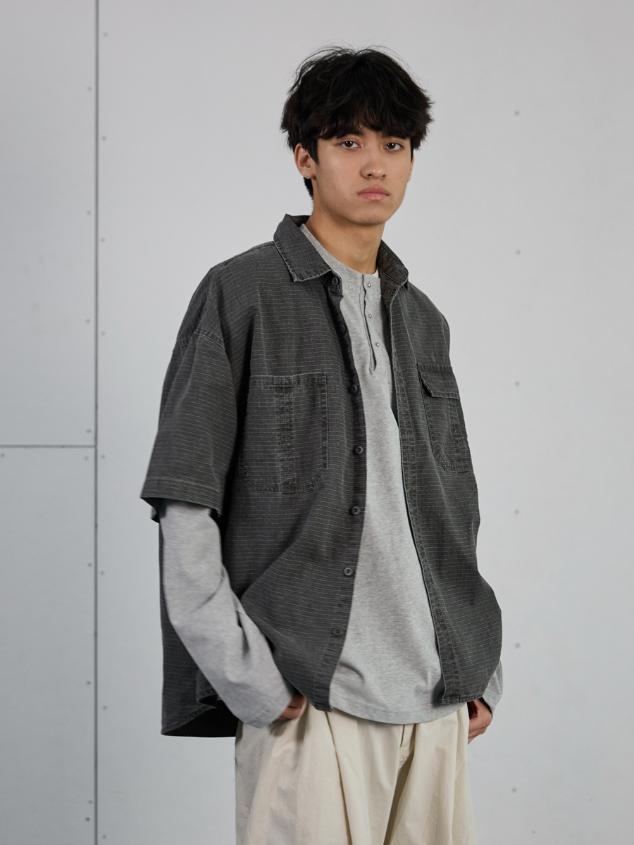 Vintage American Plaid Short-Sleeve Shirt for Men - Retro Workwear Style, Washed Summer Essential 2025 Vintage American Plaid Short-Sleeve Shirt for Men - Retro Workwear Style, Washed Summer Essential 2025