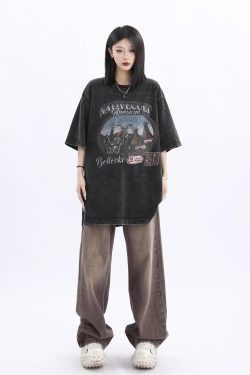 Vintage American Retro High Weight Short Sleeve Women's T-Shirt - Washed Heavy Fabric - High Street Style