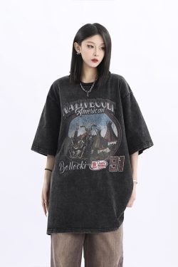 Vintage American Retro High Weight Short Sleeve Women's T-Shirt - Washed Heavy Fabric - High Street Style