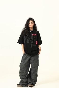 Vintage American Street Letter Print Short Sleeve T-Shirt for Men and Women - Summer Cotton Couple Top, Y2K Style