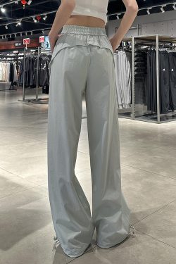 Vintage American-Style Cargo Pants for Women - Loose-Fitting Tapered Wide-Leg Design with Elastic Waist - Casual Versatile Sportswear