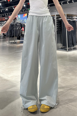 Vintage American-Style Cargo Pants for Women - Loose-Fitting Tapered Wide-Leg Design with Elastic Waist - Casual Versatile Sportswear