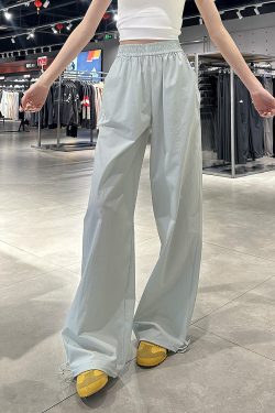 Vintage American-Style Cargo Pants for Women - Loose-Fitting Tapered Wide-Leg Design with Elastic Waist - Casual Versatile Sportswear