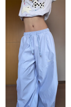 Vintage American-Style Striped Wide-Leg Work Pants for Women - Draped Loose Jazz Dance Casual Trousers, 2025 Fashion Trend