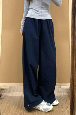 Vintage American-Style Wide-Leg Work Pants for Women - Thin, Loose Casual Summer Straight-Leg Sports Trousers