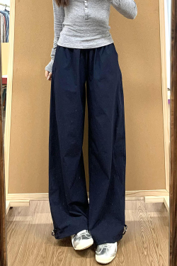Vintage American-Style Wide-Leg Work Pants for Women - Thin, Loose Casual Summer Straight-Leg Sports Trousers