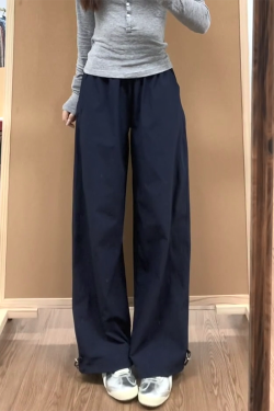 Vintage American-Style Wide-Leg Work Pants for Women, Loose Fit Summer Straight-Leg Casual Sports Trousers