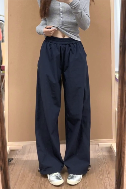 Vintage American-Style Wide-Leg Work Pants for Women, Loose Fit Summer Straight-Leg Casual Sports Trousers