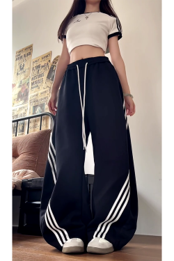 Vintage American Wide-Leg Work Pants, Loose Fit Draping Casual Sports Pants, Trendy Curved Blade Design, 90s Inspired Style