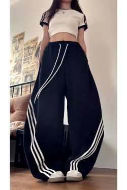 Vintage American Wide-Leg Work Pants, Loose Fit Draping Casual Sports Pants, Trendy Curved Blade Design, 90s Inspired Style