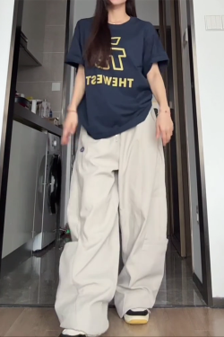 Vintage American Work Pants for Women - Loose Wide-Leg Hip Hop Jazz Dance Casual Sports Pants