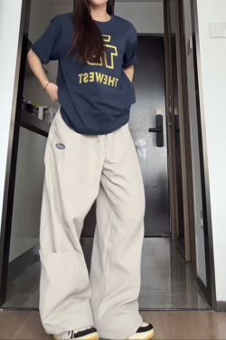 Vintage American Work Pants for Women - Loose Wide-Leg Hip Hop Jazz Dance Casual Sports Pants