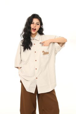 Vintage American Work Short Sleeve Shirt for Men and Women - Versatile Loose Fit Summer Casual Shirt