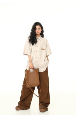 Vintage American Work Short Sleeve Shirt for Men and Women - Versatile Loose Fit Summer Casual Shirt