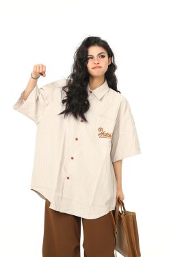 Vintage American Work Short Sleeve Shirt for Men and Women - Versatile Loose Fit Summer Casual Shirt