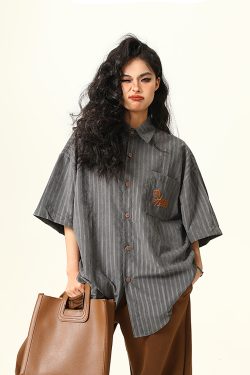 Vintage American Work Short Sleeve Shirt for Men and Women - Versatile Loose Fit Summer Casual Shirt