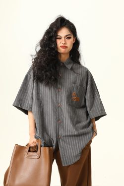 Vintage American Work Short Sleeve Shirt for Men and Women - Versatile Loose Fit Summer Casual Shirt