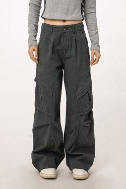 Vintage American Workwear Wide Leg Pants for Women - Casual Loose Straight Leg Trousers for Autumn Winter Fashion