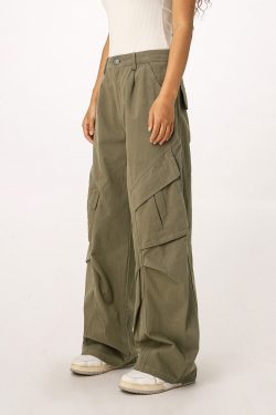 Vintage American Workwear Wide Leg Pants for Women - Casual Loose Straight Leg Trousers for Autumn Winter Fashion