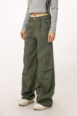Vintage American Workwear Wide Leg Pants for Women - Casual Loose Straight Leg Trousers for Autumn Winter Fashion
