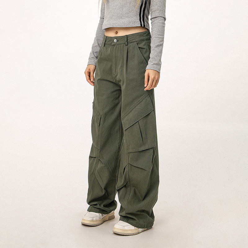Vintage American Workwear Wide Leg Pants for Women - Casual Loose Straight Leg Trousers for Autumn Winter Fashion Vintage American Workwear Wide Leg Pants for Women - Casual Loose Straight Leg Trousers for Autumn Winter Fashion