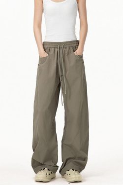 Vintage Army Green Cargo Pants for Women - 2025 Model, Loose Fit Curved Blade Design, Hip-Hop Street Style Casual Wear