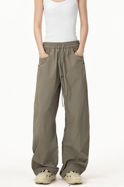 Vintage Army Green Cargo Pants for Women - 2025 Model, Loose Fit Curved Blade Design, Hip-Hop Street Style Casual Wear