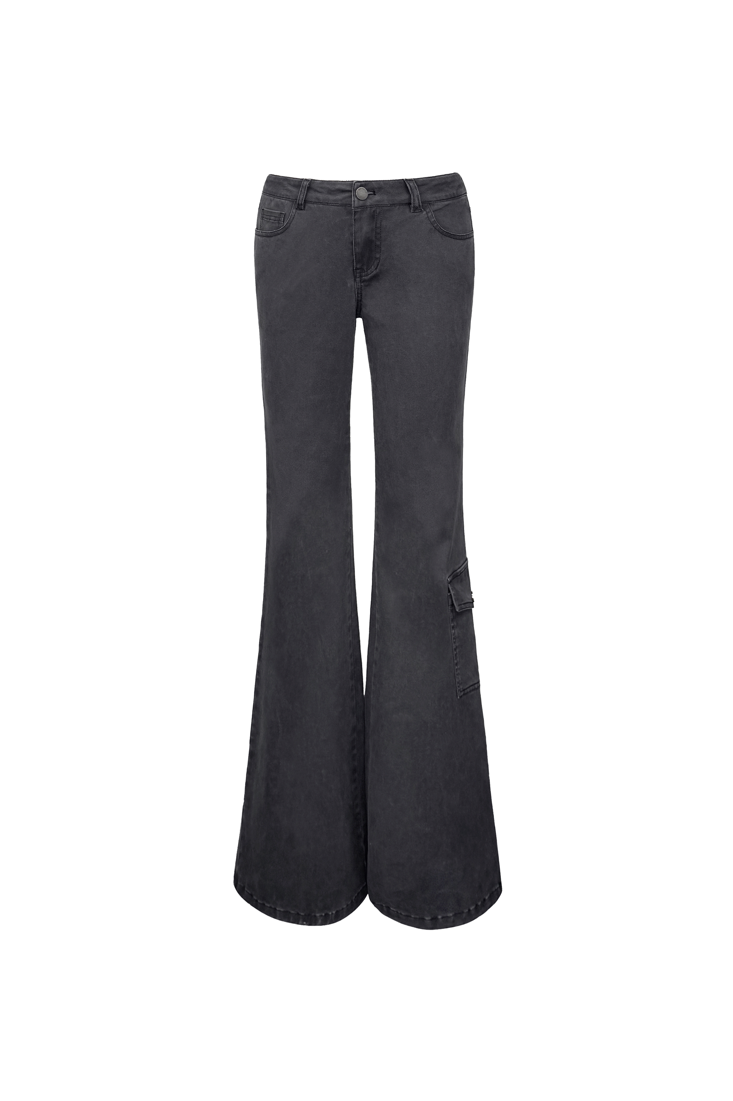 Vintage Ash Gray Low-Rise Flared Jeans - Washed 90s Style Denim for a Retro Look