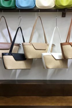 Vintage Beach Straw Woven Tote Bag for Women - Casual Spring Shoulder Bag, French Niche Design, Perfect for Summer Outings