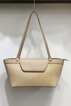 Vintage Beach Straw Woven Tote Bag for Women - Casual Spring Shoulder Bag, French Niche Design, Perfect for Summer Outings