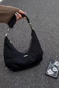 Vintage Black Crescent Tote Bag for Women - High-End Cloud Design Shoulder Bag, Chic Underarm Bag for 2023