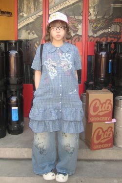 Vintage Blue Checkered Dress for Women - Summer Doll Collar Design with Lucky Little Deer, Trendy Short Skirt