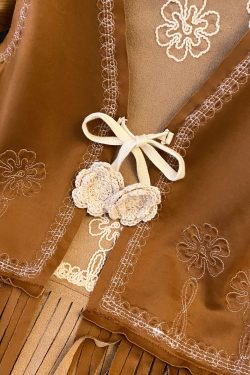 Vintage Bohemian Floral Embroidery Long Tassel Vest Cardigan Outerwear for Travel, Ethnic Style, Perfect for 90s and Y2K Fashion