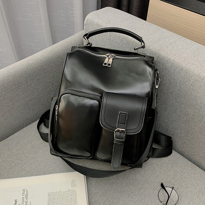 Vintage British Style Denim Soft Leather Backpack for Women, Multifunctional Large Capacity Book Bag, Ideal for Everyday Use Vintage British Style Denim Soft Leather Backpack for Women, Multifunctional Large Capacity Book Bag, Ideal for Everyday Use