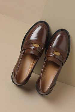 Vintage Brown Distressed Genuine Leather Slip-On Shoes for Women - Italian Style Corso Venezia Inspired Footwear