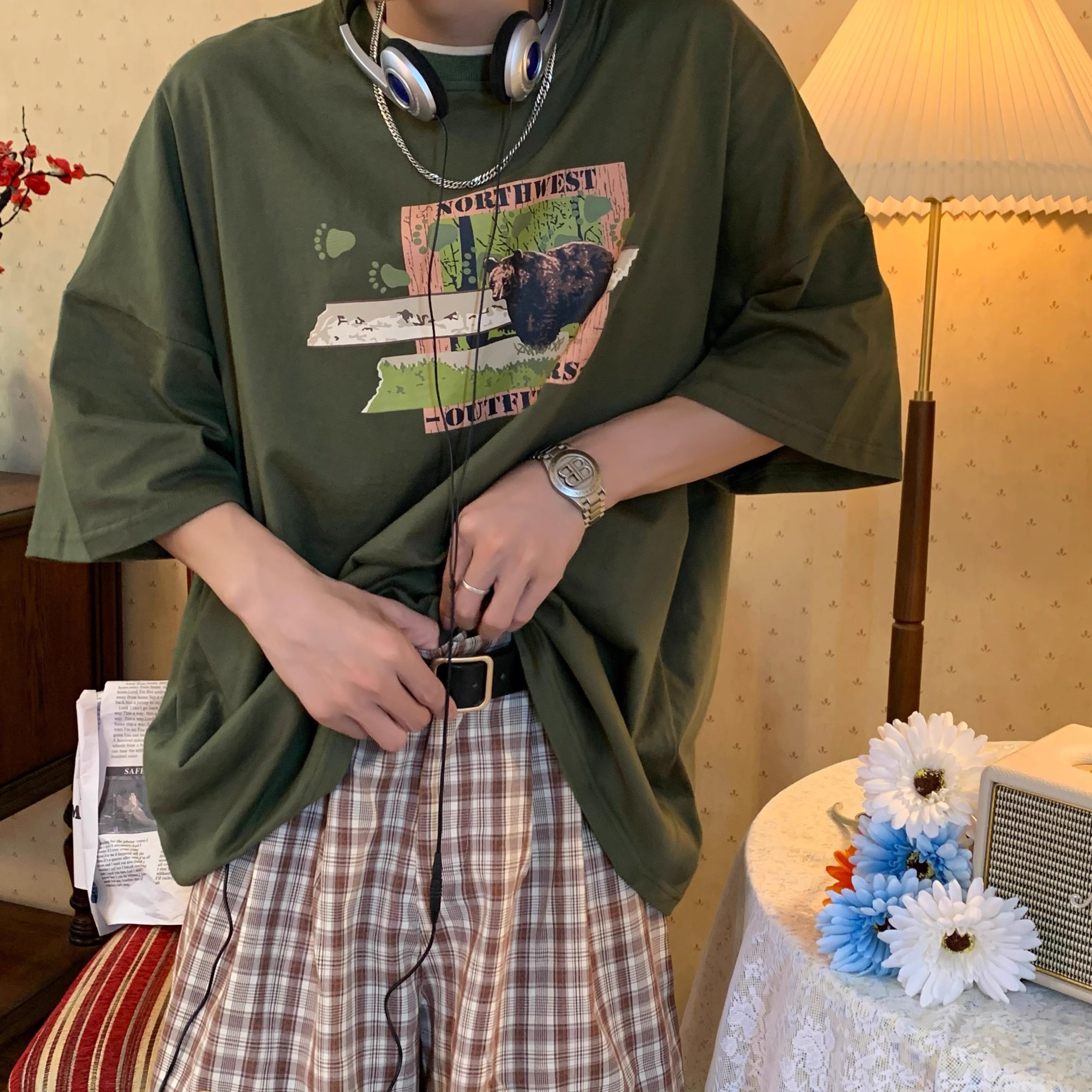 Vintage California Bear T-Shirt - Short Sleeve, Loose Fit, European American Trend, Versatile Style, Y2K Fashion Vintage California Bear T-Shirt - Short Sleeve, Loose Fit, European American Trend, Versatile Style, Y2K Fashion