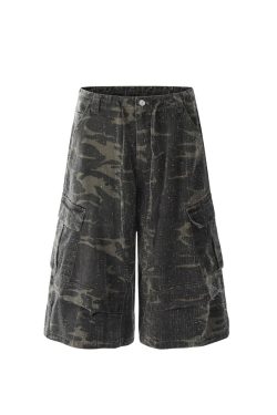 Vintage Camouflage Work Pants for Men & Women, Loose Straight-Leg Wide-Leg Trousers, 8/10 Length, Y2K Streetwear Style