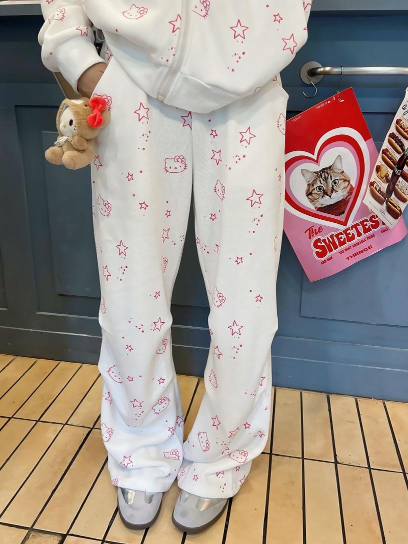 Vintage Cartoon Hooded Cardigan and Pants Set for Women - Loose Casual American Style Outfit Vintage Cartoon Hooded Cardigan and Pants Set for Women - Loose Casual American Style Outfit