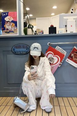 Vintage Cartoon Hooded Cardigan and Pants Set for Women - Loose Casual American Style Outfit