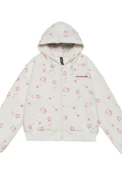 Vintage Cartoon Hooded Cardigan and Pants Set for Women - Loose Casual American Style Outfit