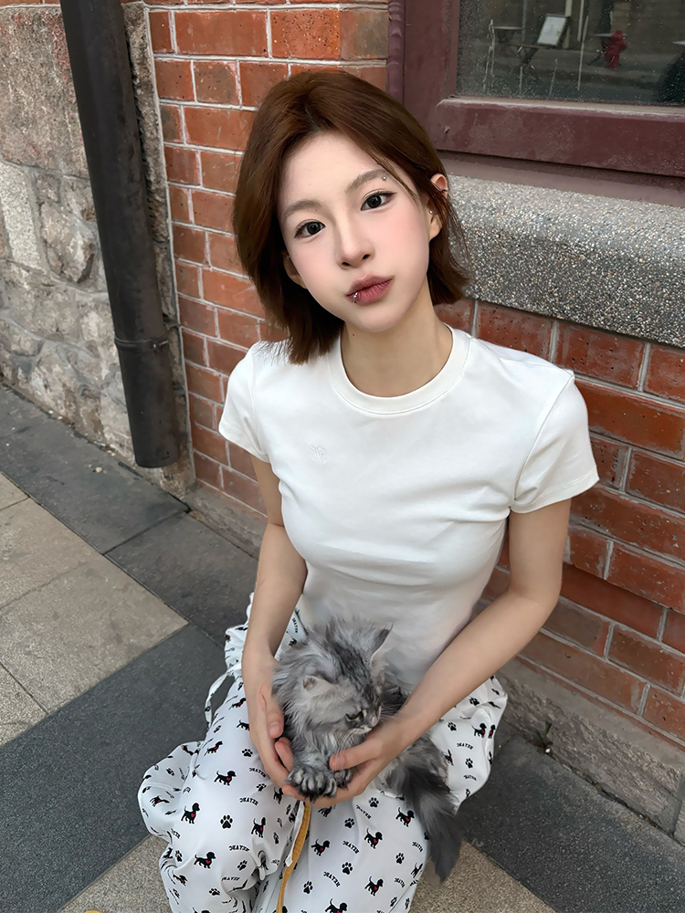 Vintage Casual Dog Print Wide-Leg Pants for Women - American Style Loose Straight Fit, Draping Effect, Versatile Summer Trousers Vintage Casual Dog Print Wide-Leg Pants for Women - American Style Loose Straight Fit, Draping Effect, Versatile Summer Trousers