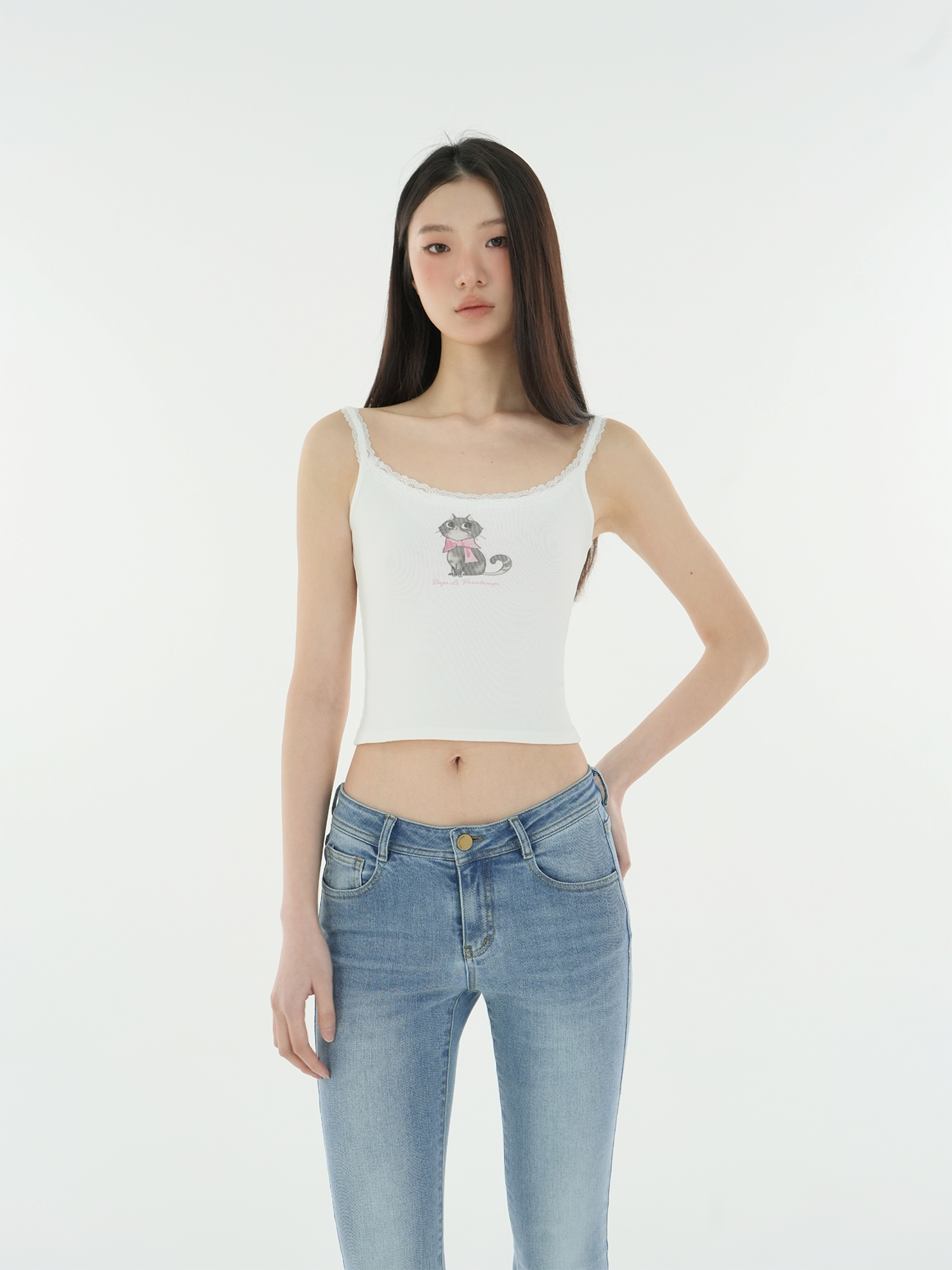 Vintage Cat Print Slim Fit T-Shirt Tank Top - Retro 90s Style, Casual Summer Wear, Trendy Y2K Fashion Vintage Cat Print Slim Fit T-Shirt Tank Top - Retro 90s Style, Casual Summer Wear, Trendy Y2K Fashion